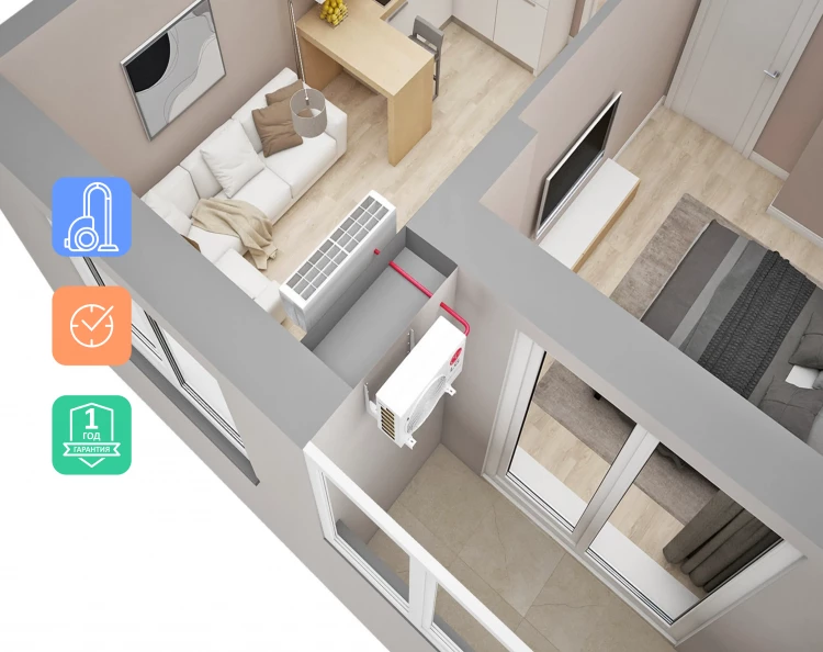 Стандартный монтаж кондиционера